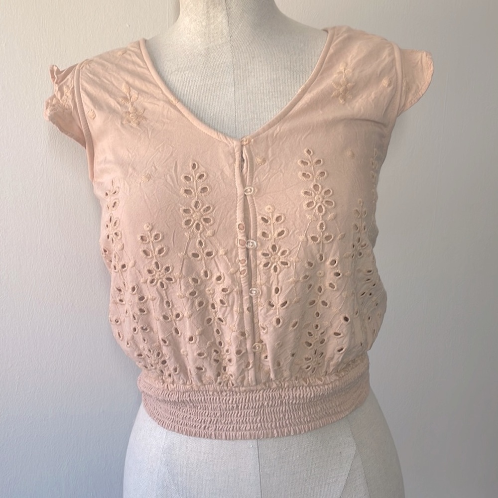 ~5/$20~ Japna Pink Embroidered Rayon Boho Top - S